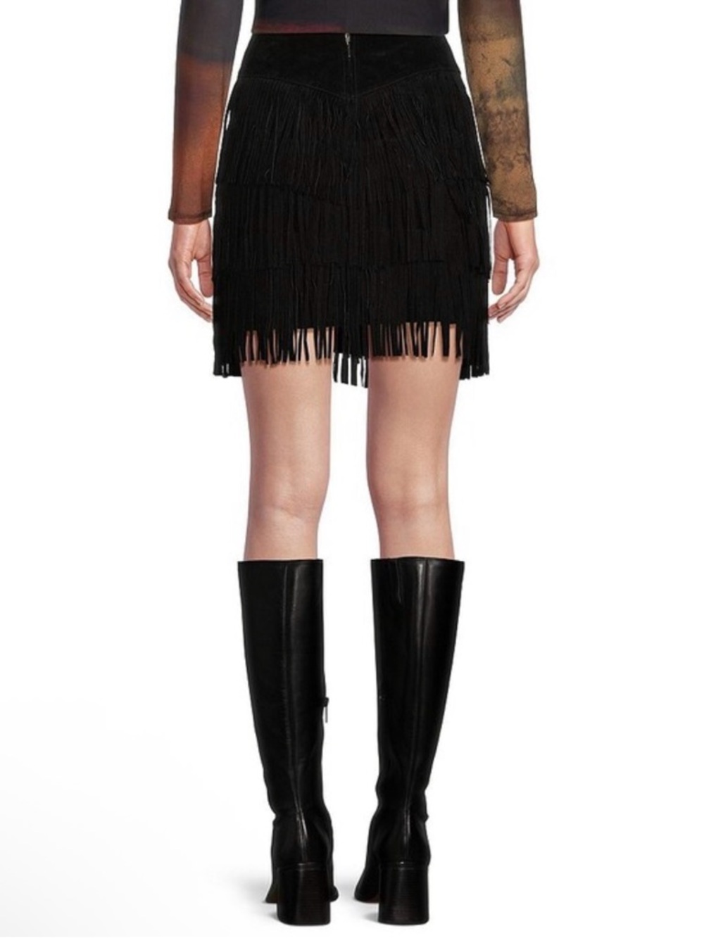NWT Scully Western Tiered Suede Fringe Mini Skirt - Picture 2 of 8